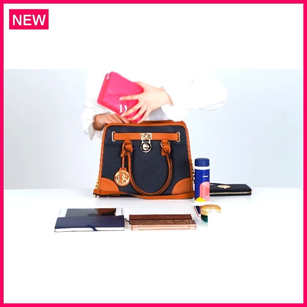 Vegan Leather Satchel Purse with Wallet, Top Handle Shoulder Bag Set - Picture 8 of 8